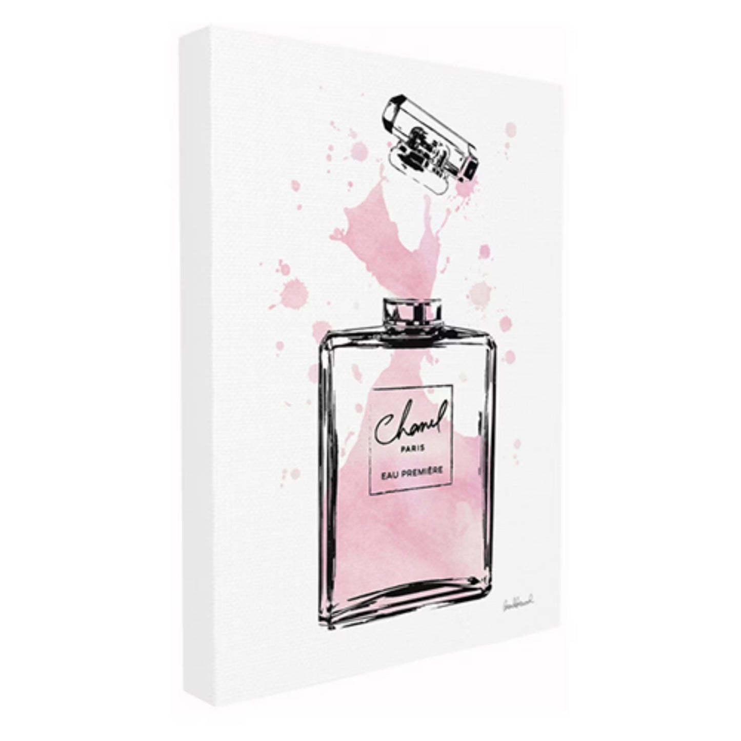 The  Home Decor Collection Pretty Pink Watercolor Perfume Bottle Splash Framed Giclee Texturized Art, 11 X 1.5 X 14