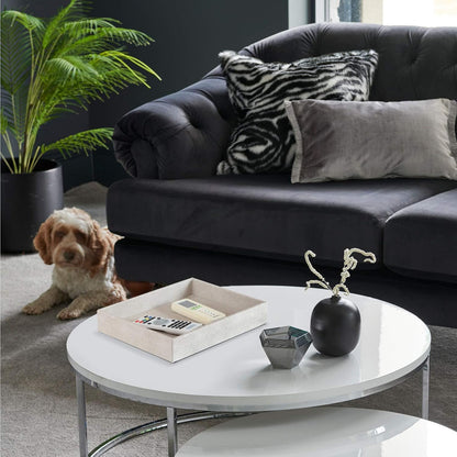 Elegant Desktop Organizer, Vanity Tray, Bathroom Storage Tray Holder, Dresser Jewelry Tray, Change Coin Key Watch Catchall Tray, 10.2 X 8.4 X 1.8 Inches (Light Grey Faux Leather Shagreen)