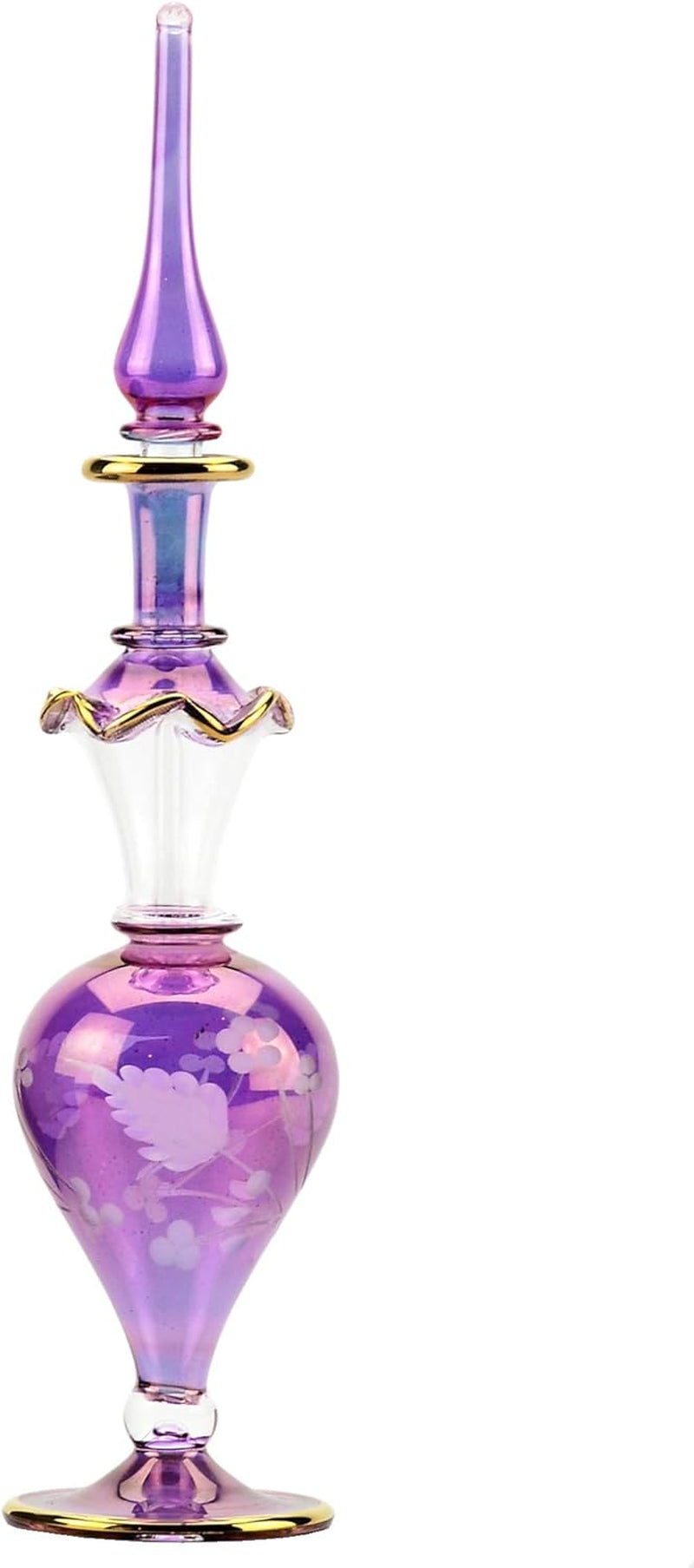 9 In. Egyptian Perfume Bottle Large Size. Handmade in Egypt for Your Perfume, Essential Oils, Egyptian Decoration or Party Table Centerpiece (Violet)