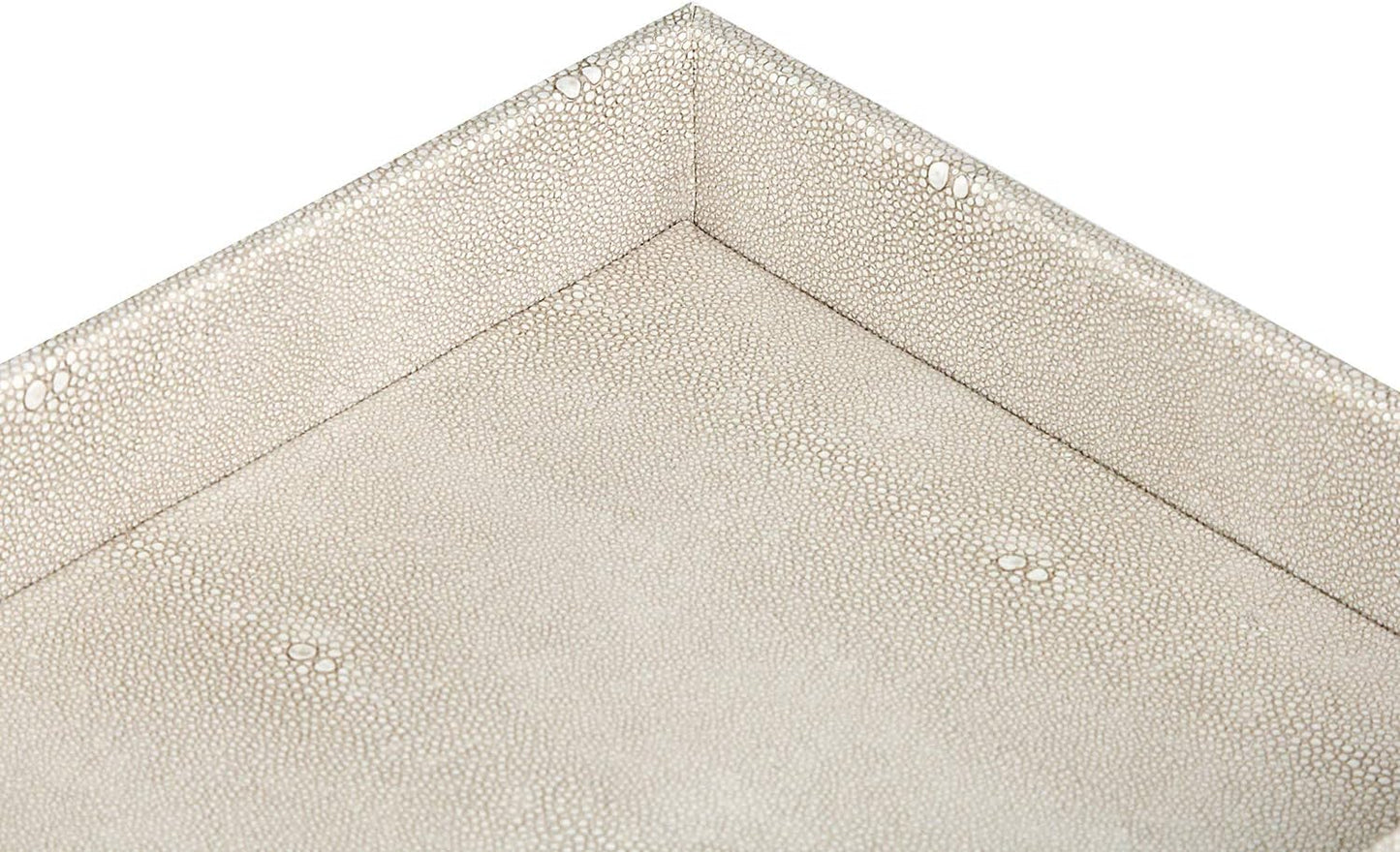 Elegant Desktop Organizer, Vanity Tray, Bathroom Storage Tray Holder, Dresser Jewelry Tray, Change Coin Key Watch Catchall Tray, 10.2 X 8.4 X 1.8 Inches (Light Grey Faux Leather Shagreen)