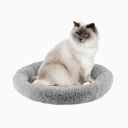 Billionchains Round Cat Bed Washable Cat Donut Bed with Non-Slip Bottom Comfortable Soft Pet Bed for Indoor Cats/Gray （Diameter: 15.75"）