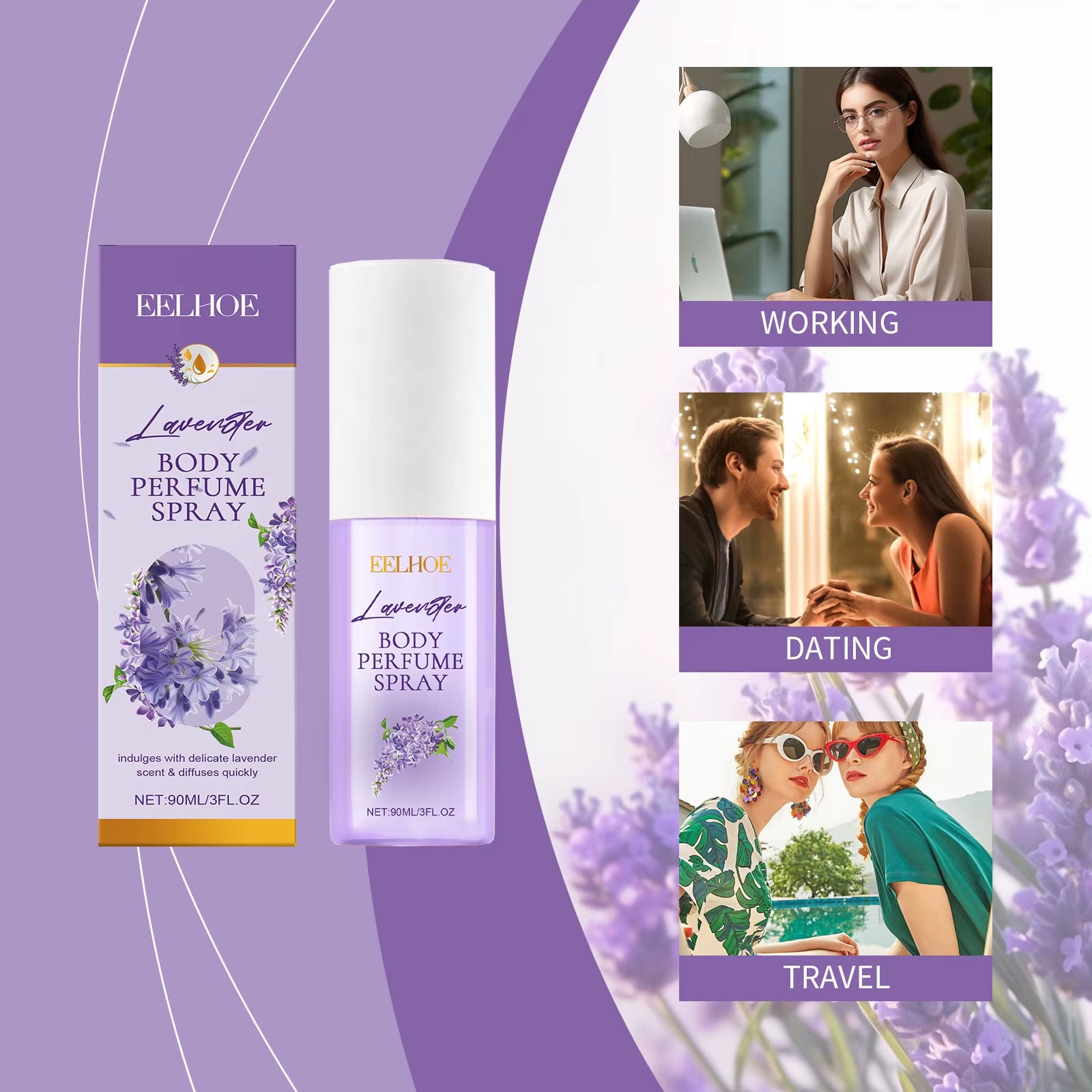 Lavender Body Pheromone Perfume Spray Lasting Lavender Fragrance Pleasant Fresh Floral Pheromone Perfume